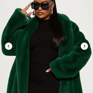 Fashion Nova Deep Green Teddy Jacket